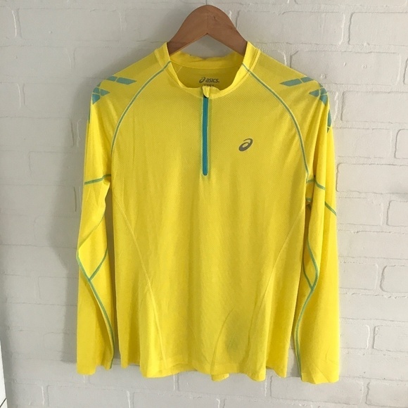 Asics Speed Women’s Longsleeve tee Running Biking Training Yellow Sz L - Picture 2 of 11